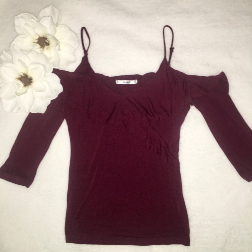 burgundy wine off the shoulder top small